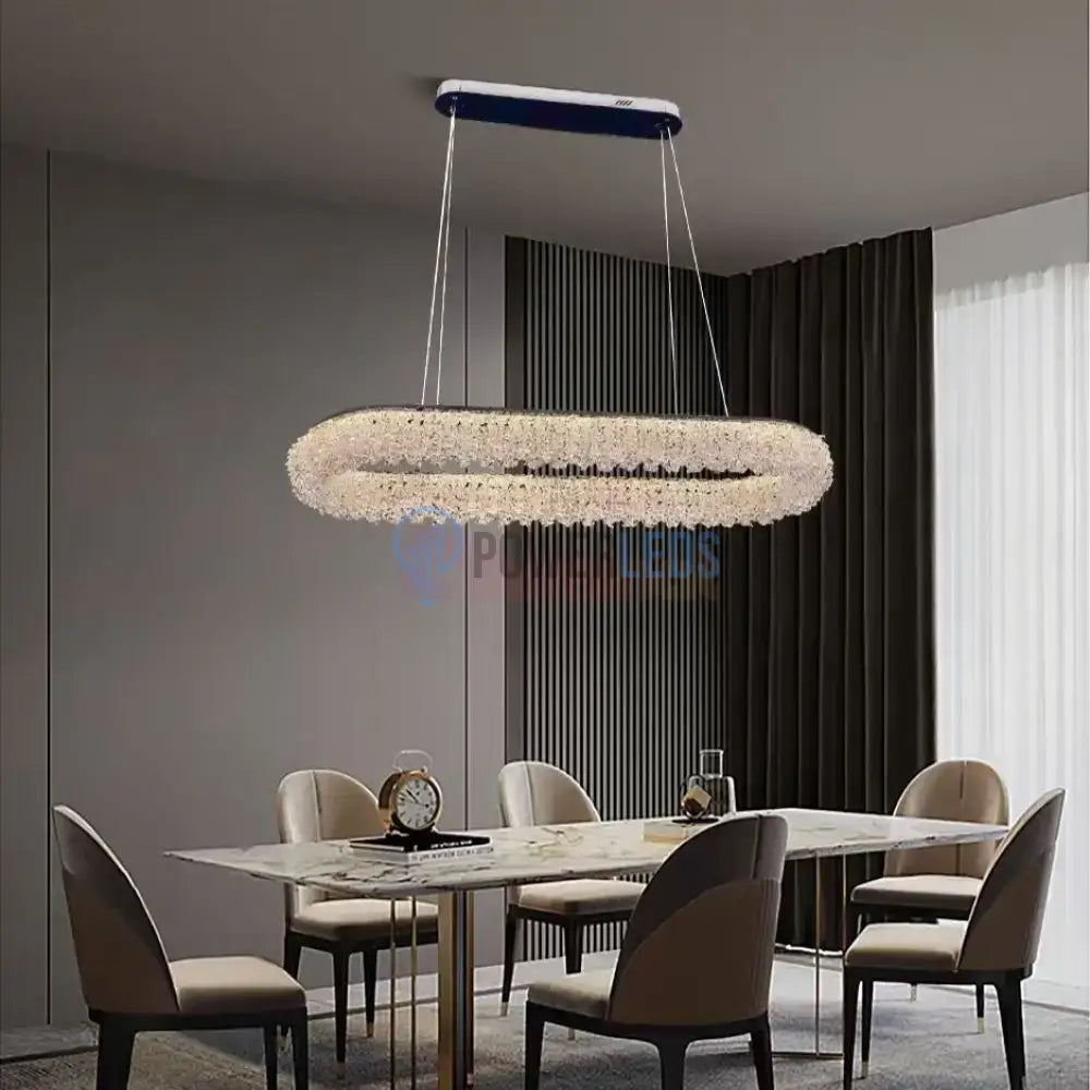 Lustra LED Suspendata 100W Chrome Crystal Sponge 80x30cm CRISTAL / AURIE Ceiling Light Fixtures