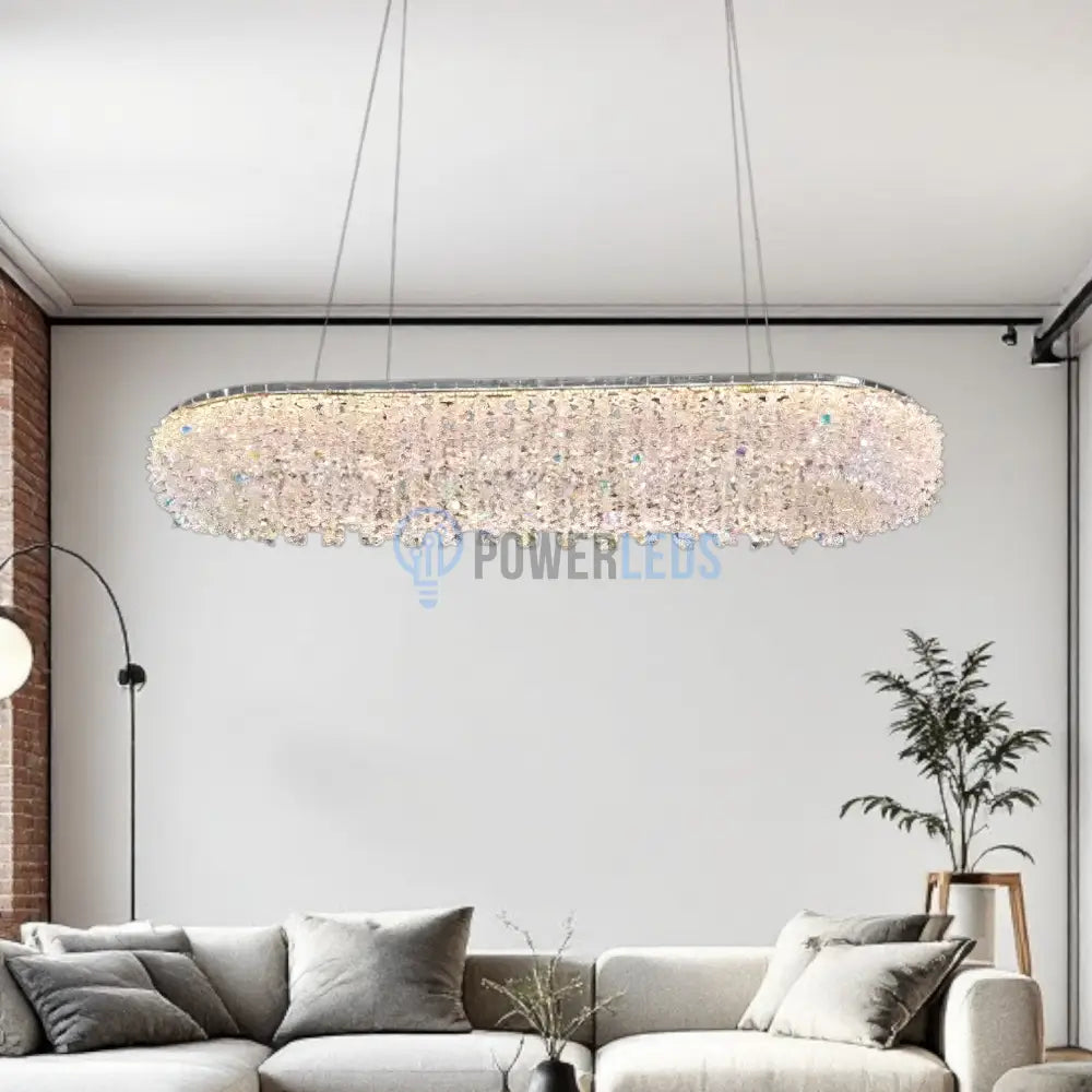 Lustra LED Suspendata 100W Chrome Crystal Sponge 80x30cm CRISTAL / CHROME Ceiling Light Fixtures