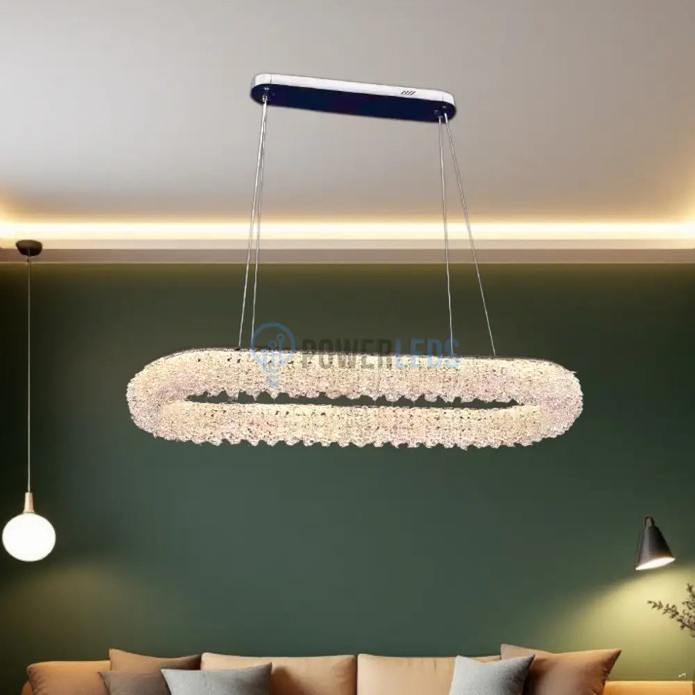 Lustra LED Suspendata 100W Chrome Crystal Sponge 80x30cm CRISTAL / CHROME Ceiling Light Fixtures