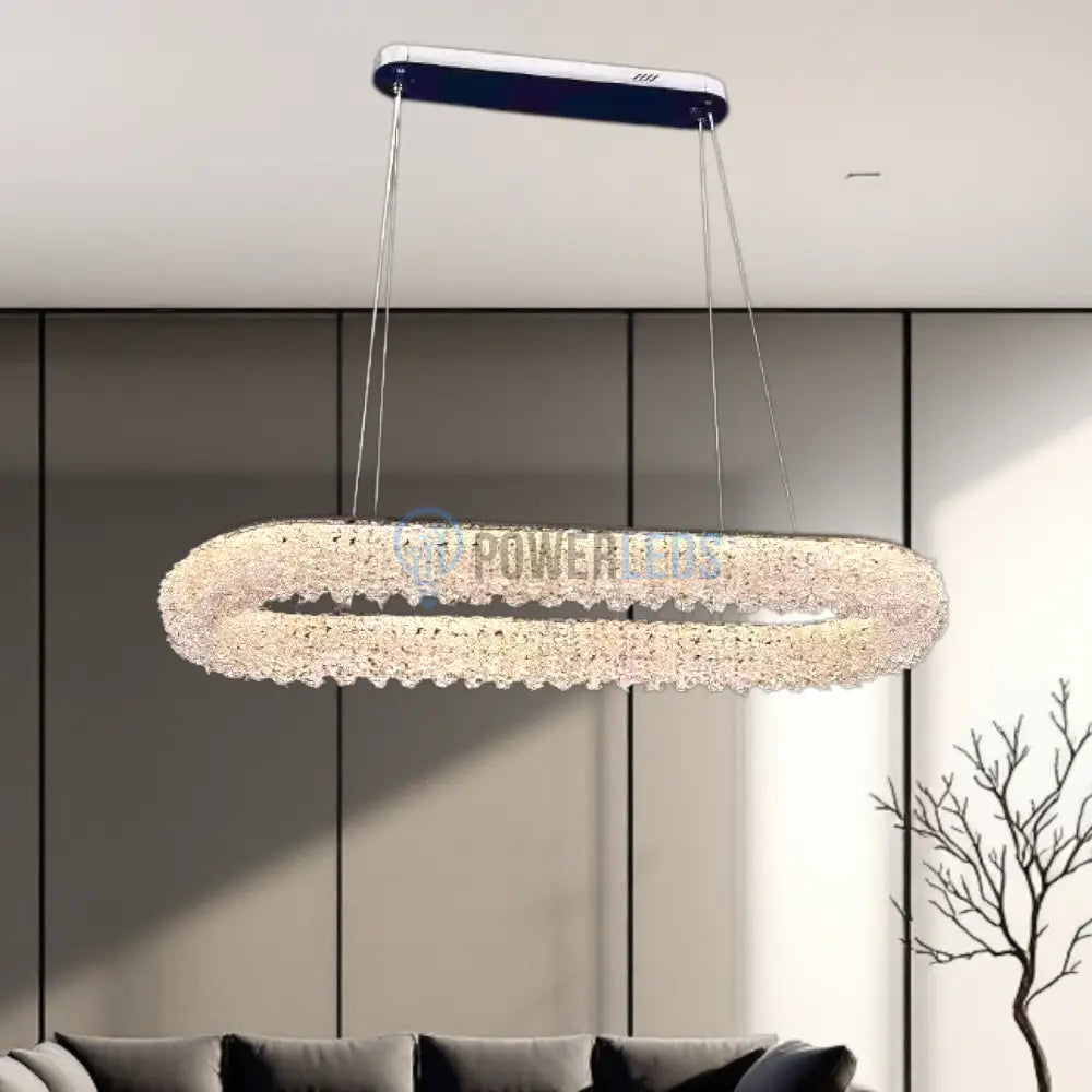Lustra LED Suspendata 100W Chrome Crystal Sponge 80x30cm CRISTAL / CHROME Ceiling Light Fixtures