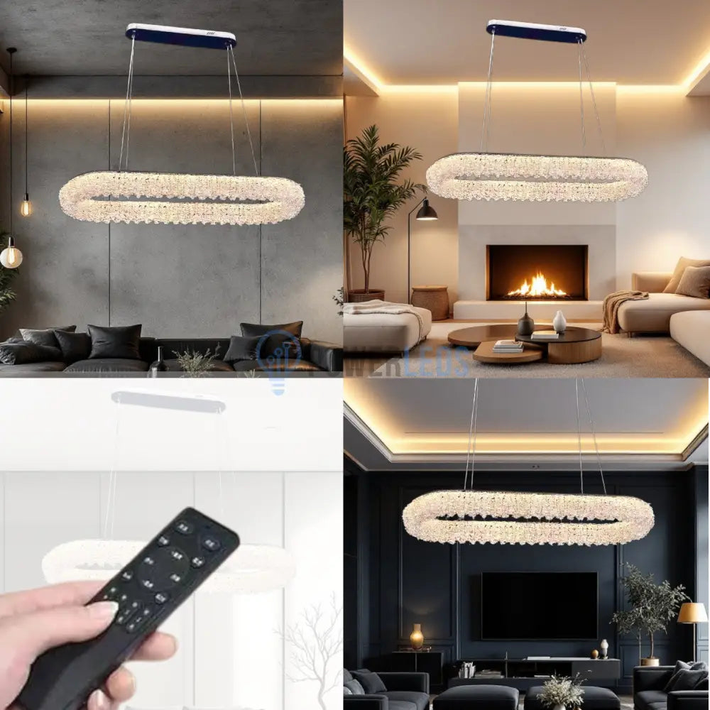 Lustra LED Suspendata 100W Chrome Crystal Sponge 80x30cm CRISTAL / CHROME Ceiling Light Fixtures