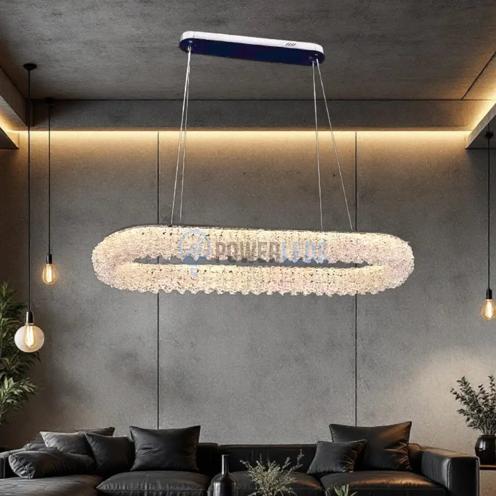Lustra LED Suspendata 100W Chrome Crystal Sponge 80x30cm CRISTAL / CHROME Ceiling Light Fixtures