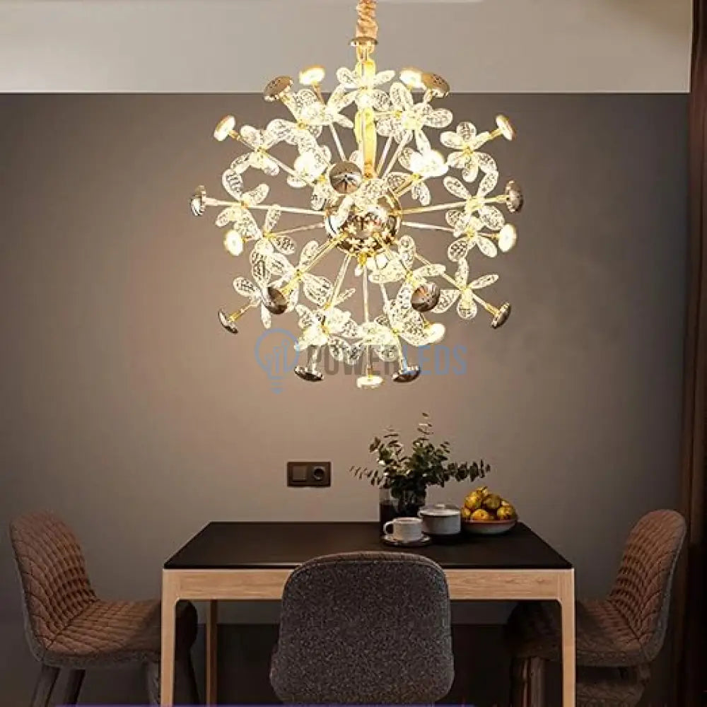 Lustra LED Suspendata Cristal Butterfly Gold Echivalent 450W AURIE / 50CM / CRISTAL Lighting Fixtures