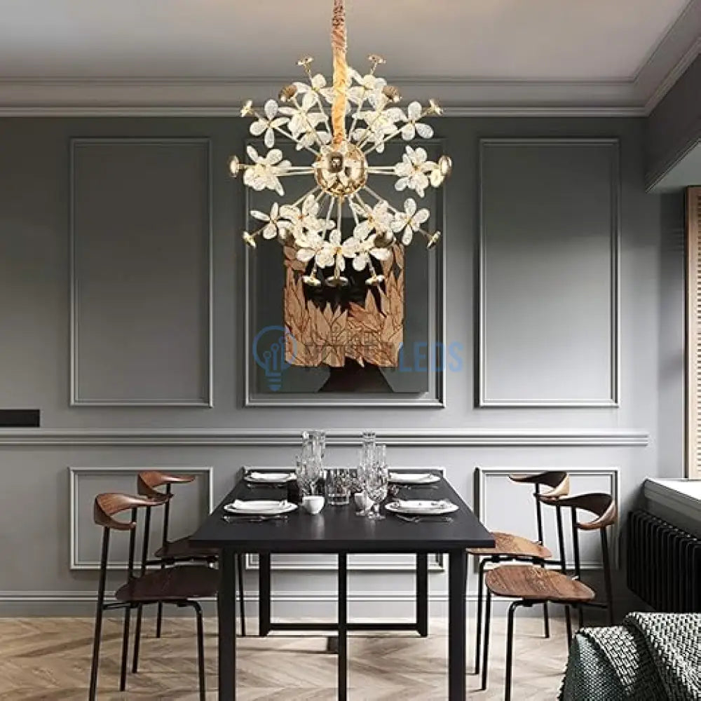 Lustra LED Suspendata Cristal Butterfly Gold Echivalent 450W AURIE / 50CM / CRISTAL Lighting Fixtures
