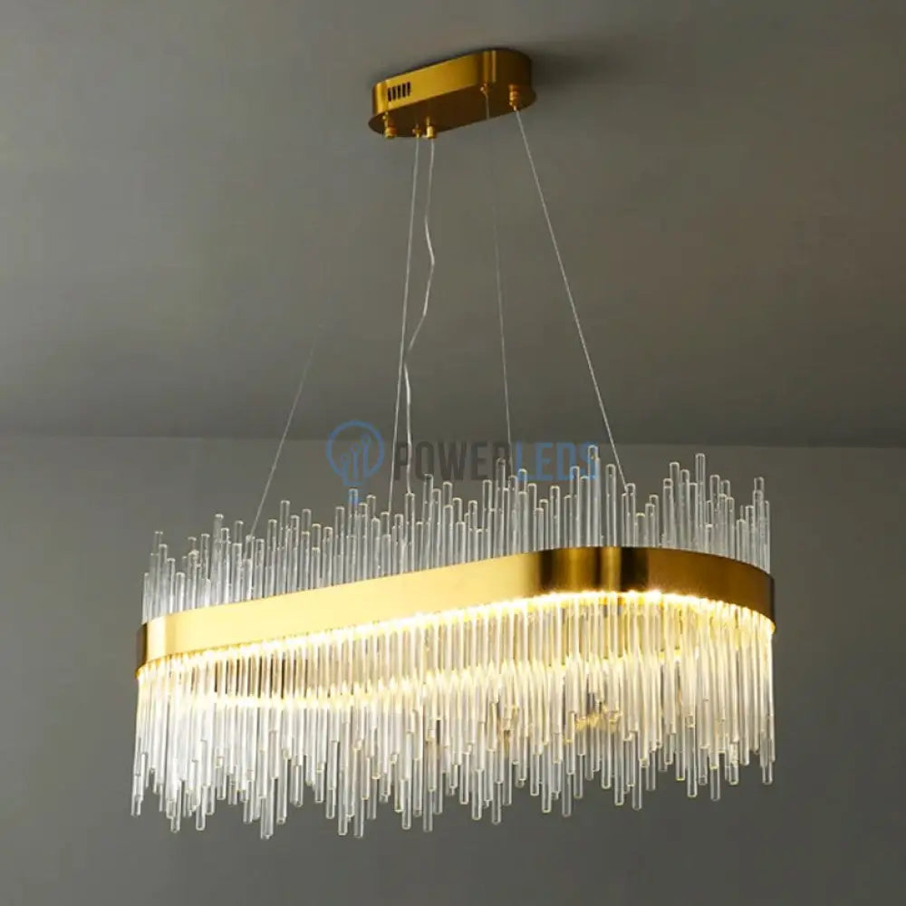 Lustra Led Suspendata Crown Gold Cristal 80X30Cm Echivalent 600W Telecomanda Chandeliers Crystal