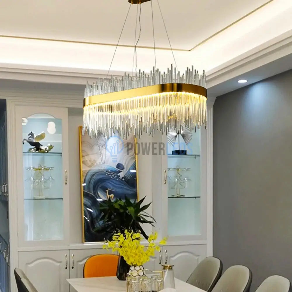Lustra Led Suspendata Crown Gold Cristal 80X30Cm Echivalent 600W Telecomanda Chandeliers Crystal