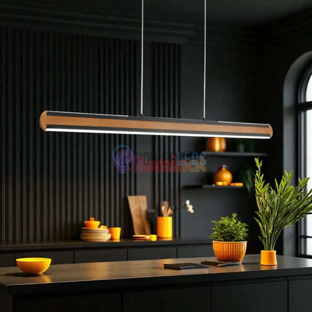 Lustra LED Suspendata DEACON Wood Echivalent 500W powerleds.ro