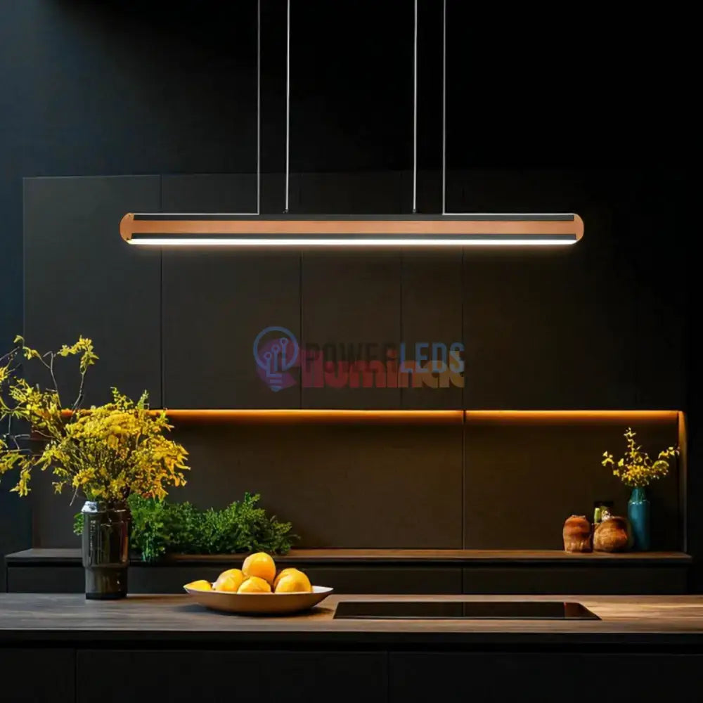 Lustra LED Suspendata DEACON Wood Echivalent 500W powerleds.ro