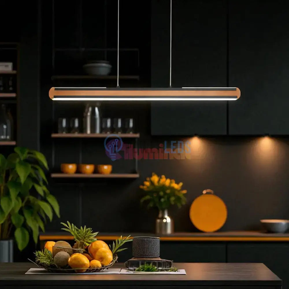 Lustra LED Suspendata DEACON Wood Echivalent 500W powerleds.ro