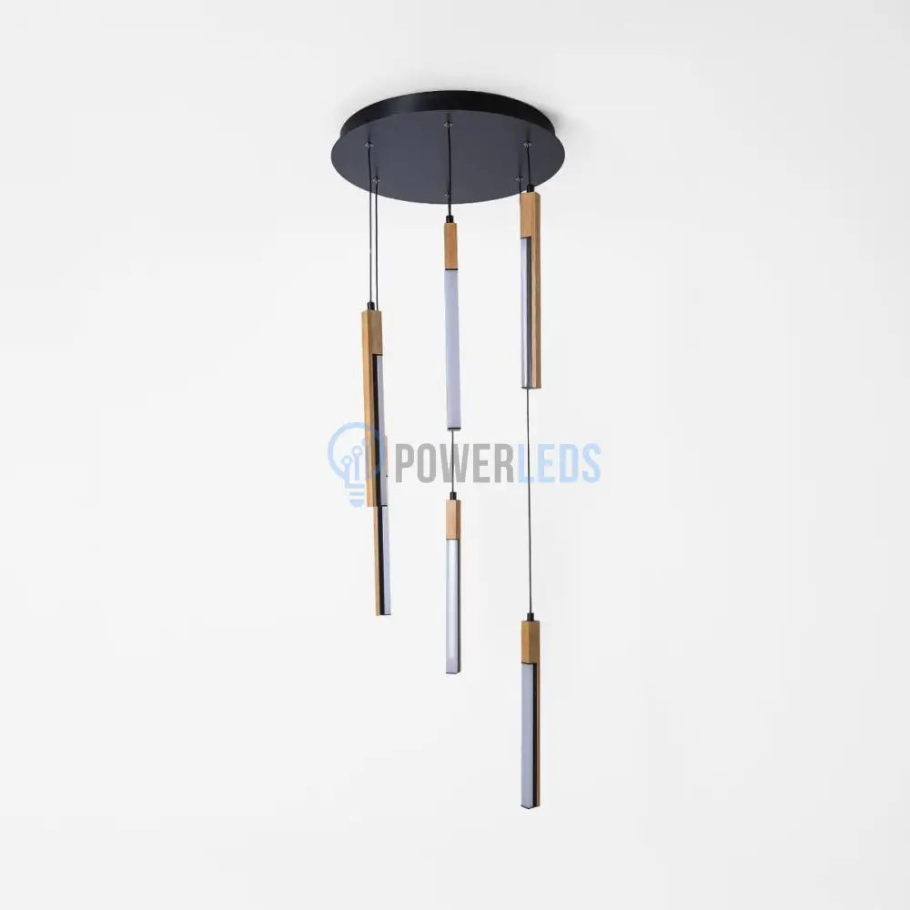 Lustra LED Suspendata ELIOT Lemn Design Echivalent 300W powerleds.ro