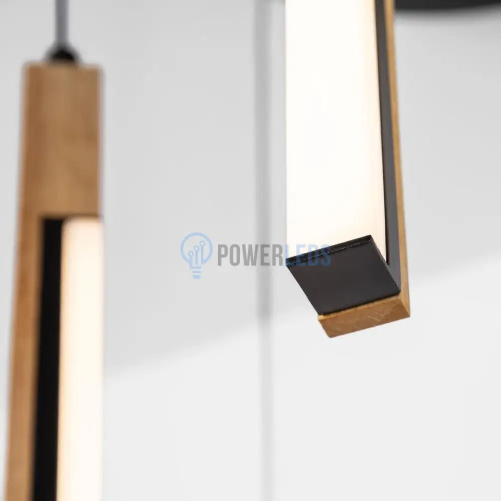 Lustra LED Suspendata ELIOT Lemn Design Echivalent 300W powerleds.ro