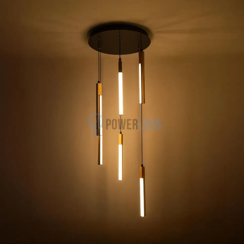 Lustra LED Suspendata ELIOT Lemn Design Echivalent 300W powerleds.ro