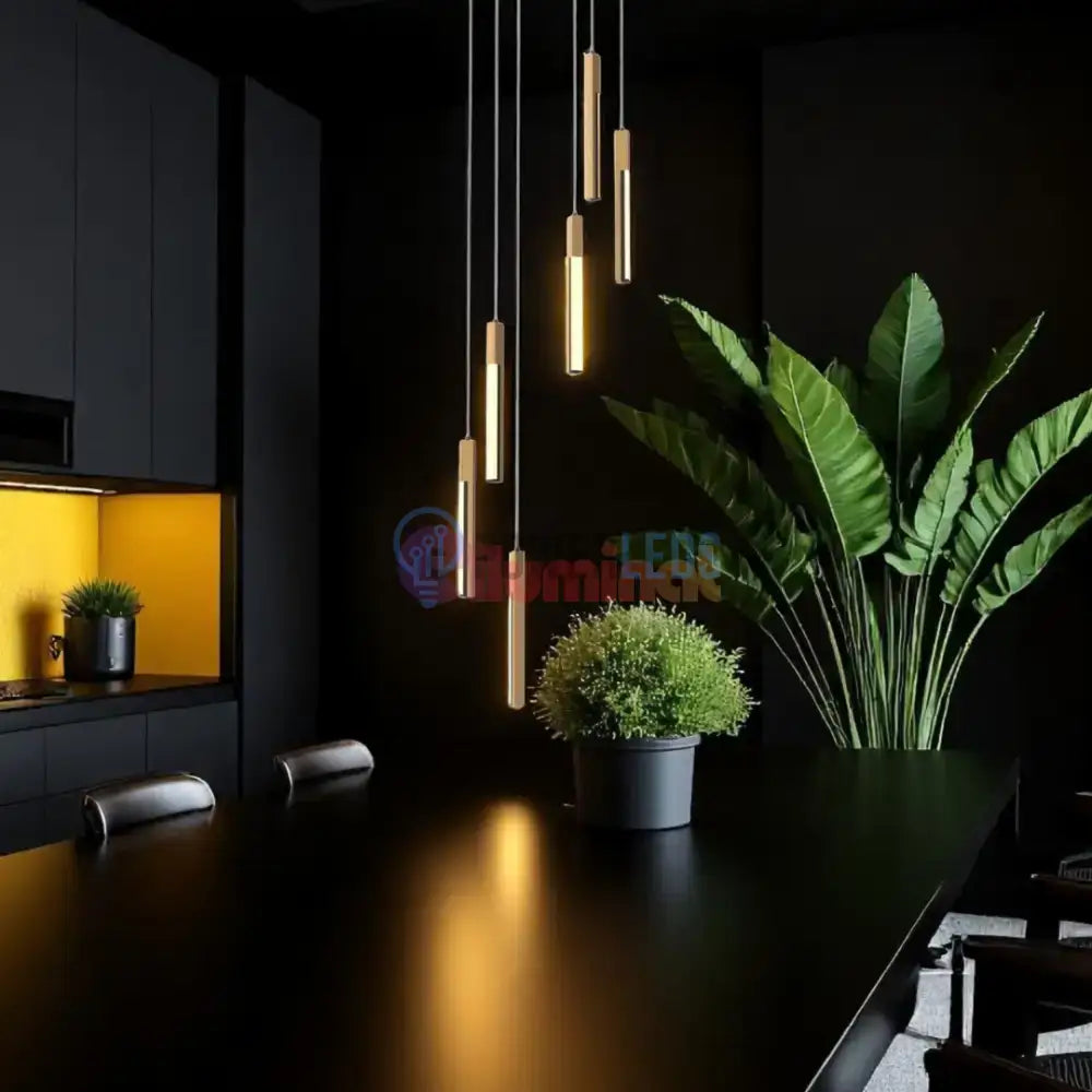 Lustra LED Suspendata ELIOT Lemn Design Echivalent 300W powerleds.ro