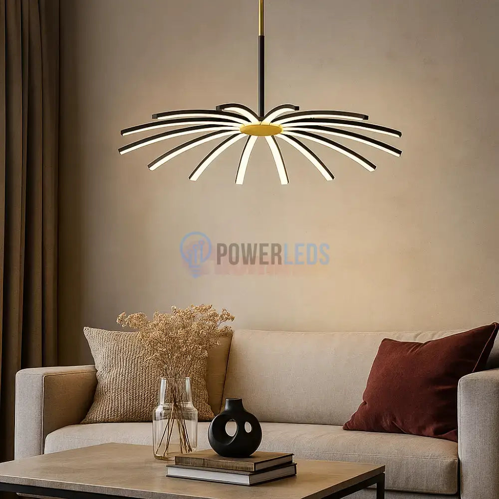 Lustra LED Eteris Cu Telecomanda Wifi 2.4G 3 Culori Black&Gold NEGRU + AURIU / SUSPENDATE / 68CM Chandeliers