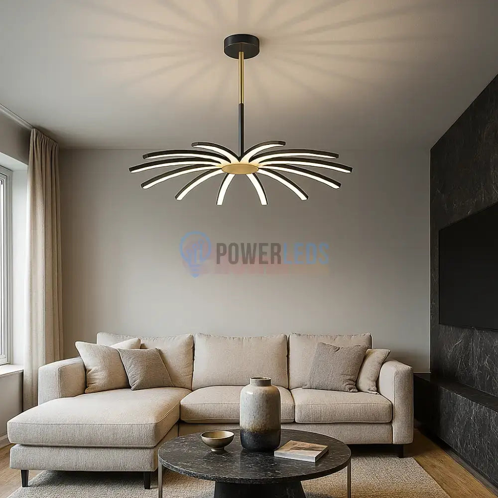 Lustra LED Eteris Cu Telecomanda Wifi 2.4G 3 Culori Black&Gold NEGRU + AURIU / SUSPENDATE / 68CM Chandeliers