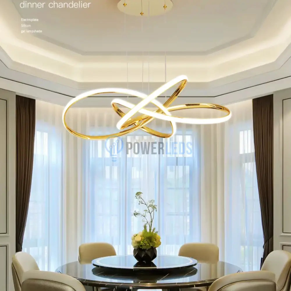 Lustra Led Suspendata Eternity Gold Echivalent 800W Telecomanda Lighting Fixtures