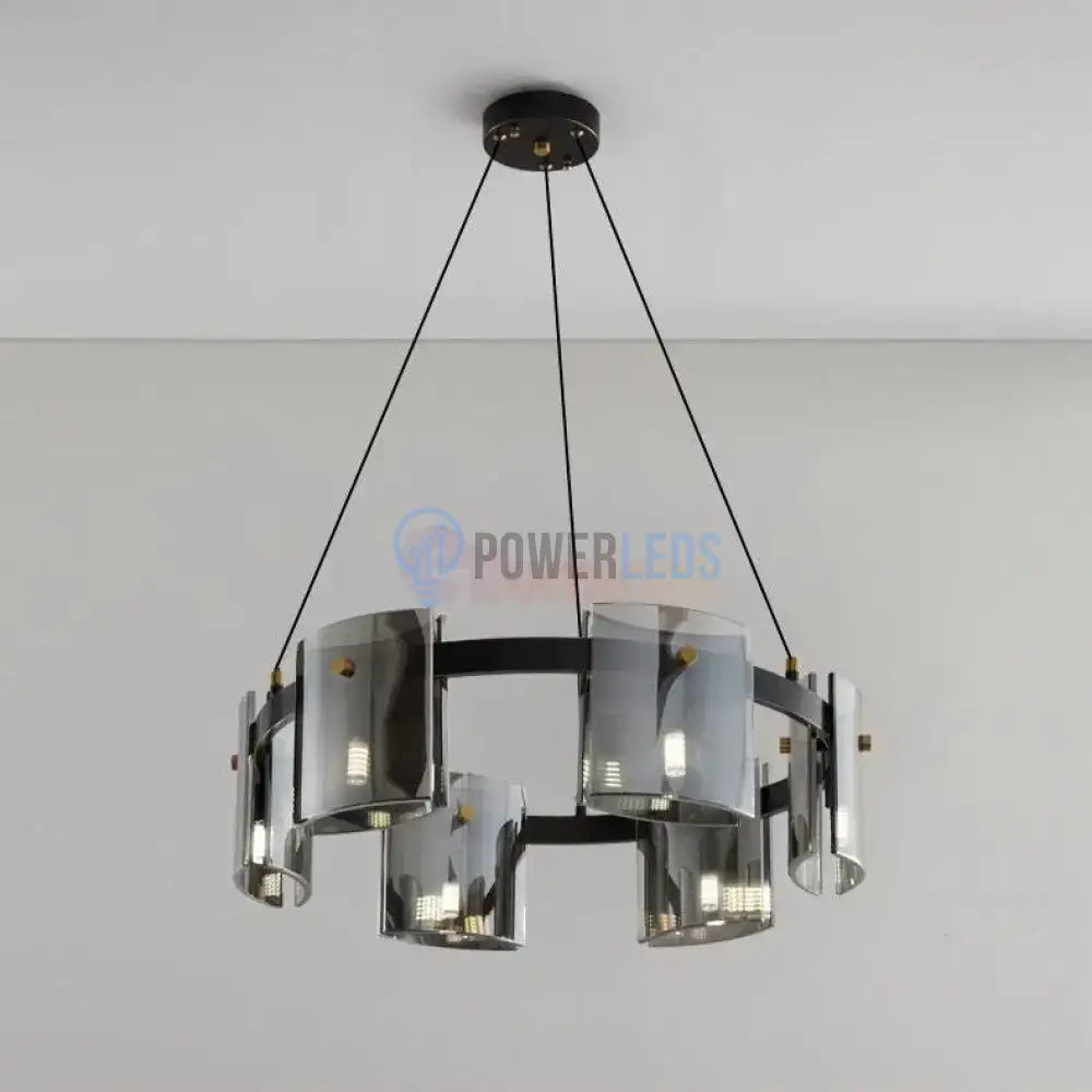 Lustra LED G9X6 Modern Black Glass NEAGRA / SUSPENDATE Lighting Fixtures