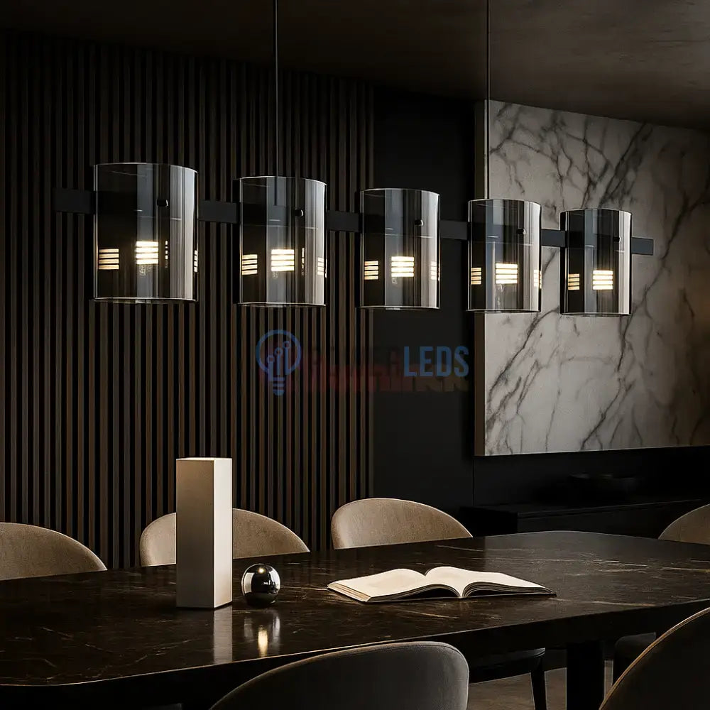 Lustra LED Suspendata Faye G9x5 Modern Black Glass NEAGRA / SUSPENDATE Lighting Fixtures