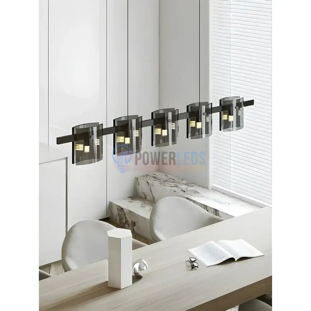 Lustra LED Suspendata Faye G9x5 Modern Black Glass NEAGRA / SUSPENDATE Lighting Fixtures