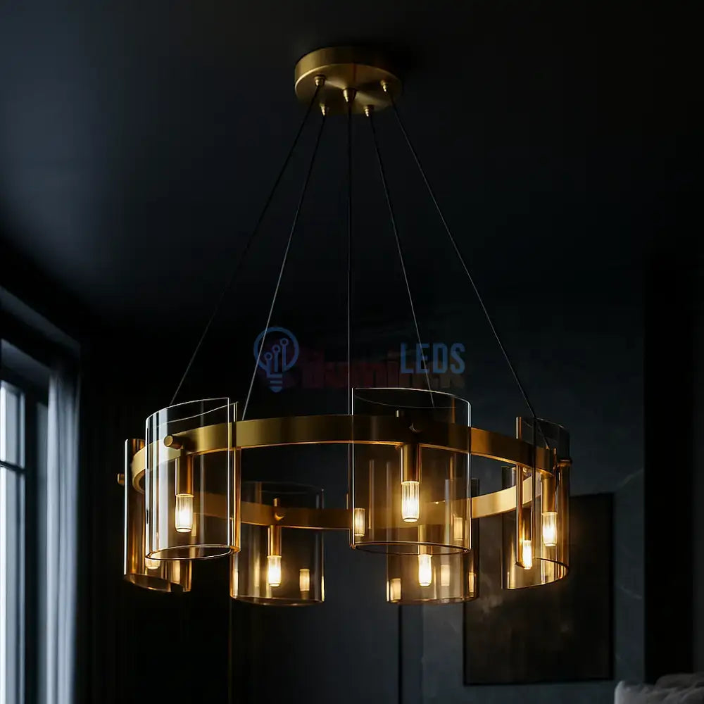 Lustra LED Suspendata Faye G9X6 Modern Gold Glass AURIE / SUSPENDATA Chandeliers Crystal