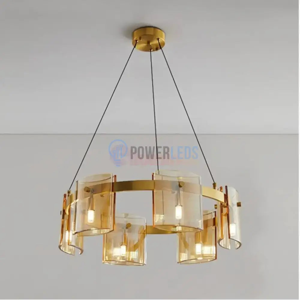 Lustra LED Suspendata Faye G9X6 Modern Gold Glass AURIE / SUSPENDATA Chandeliers Crystal