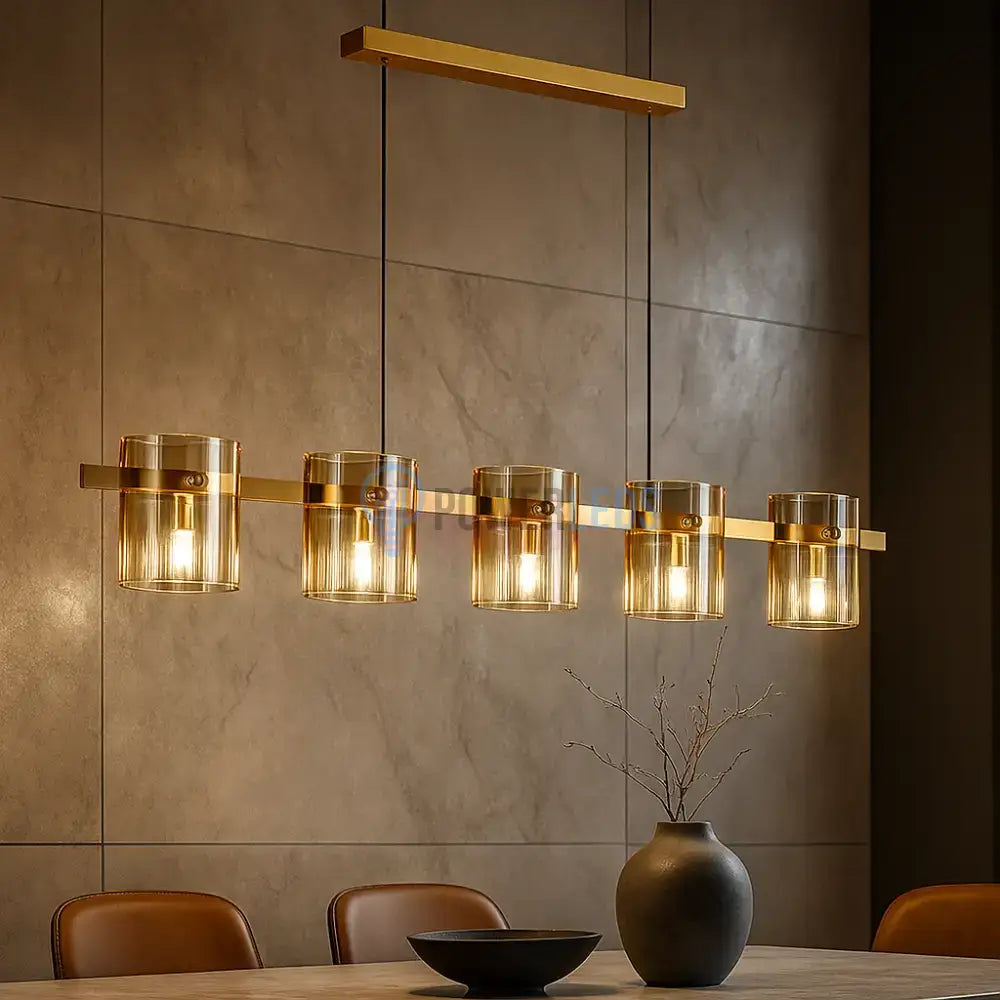 Lustra LED Suspendata Faye G9x5 Modern Gold Glass AURIE / SUSPENDATA Chandeliers Crystal