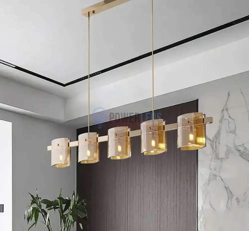 Lustra LED Suspendata Faye G9x5 Modern Gold Glass AURIE / SUSPENDATA Chandeliers Crystal