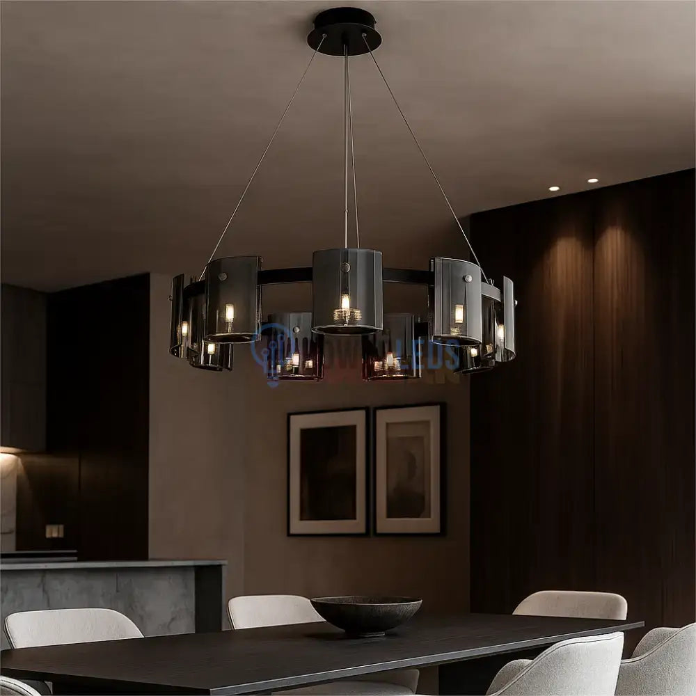 Lustra LED Suspendata Faye G9X9 Modern Black Glass NEAGRA / SUSPENDATE Lighting Fixtures