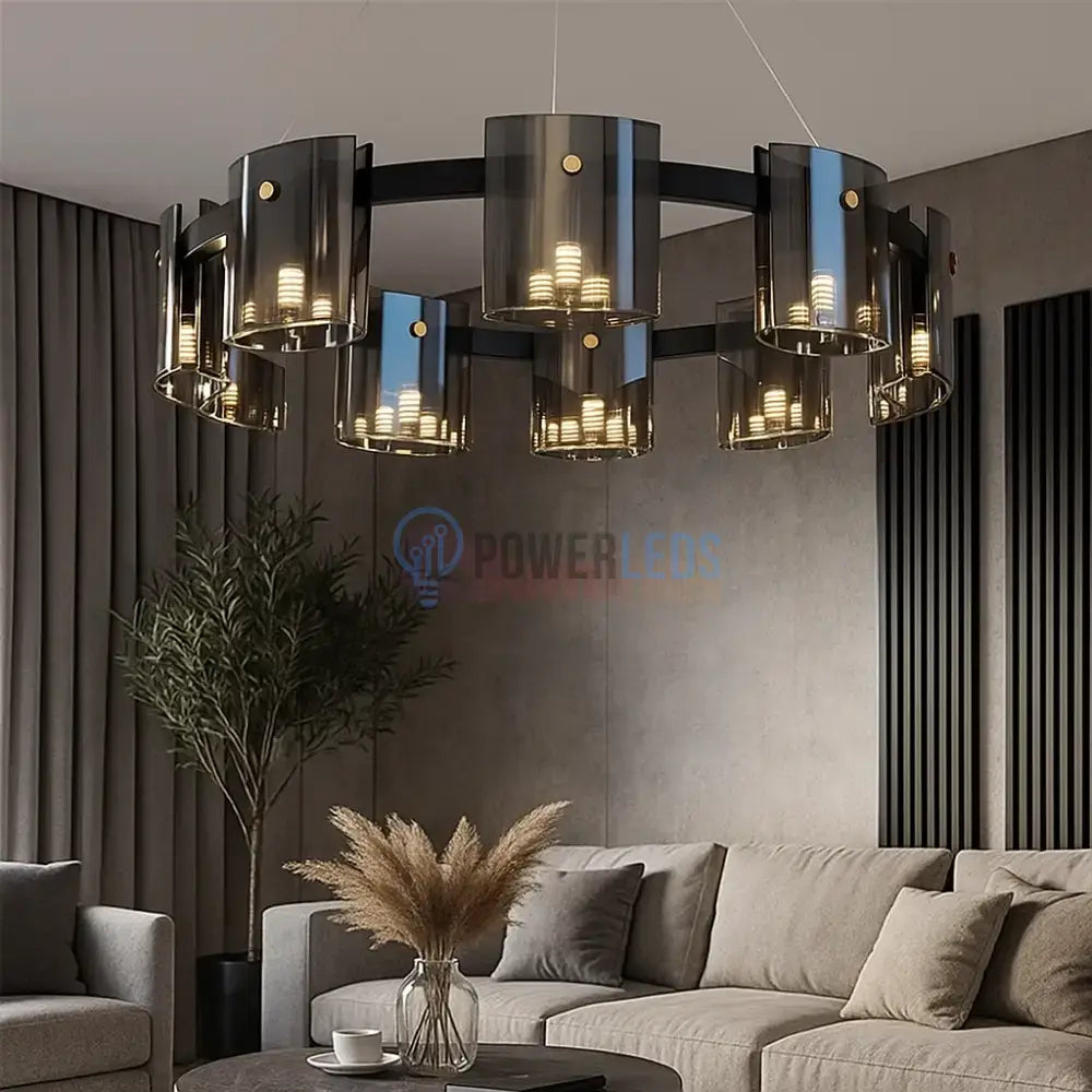 Lustra LED Suspendata Faye G9X9 Modern Black Glass NEAGRA / SUSPENDATE Lighting Fixtures
