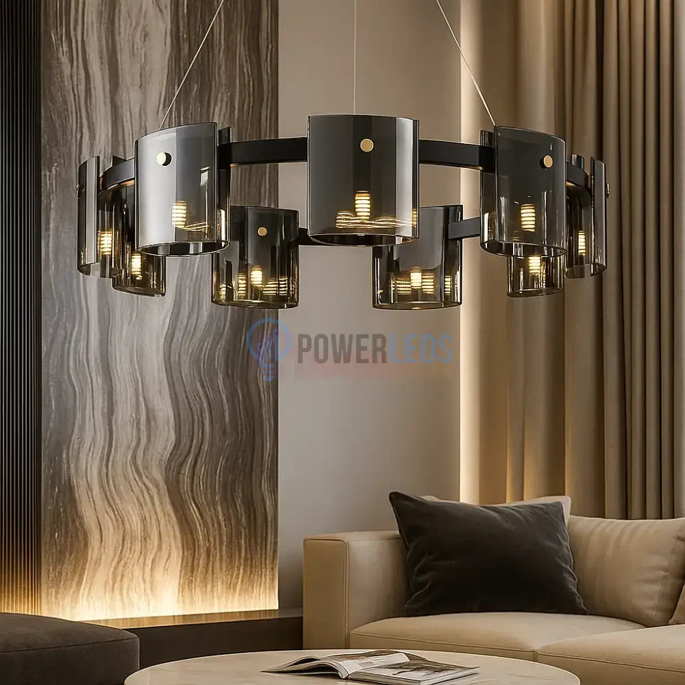 Lustra LED Suspendata Faye G9X9 Modern Black Glass NEAGRA / SUSPENDATE Lighting Fixtures