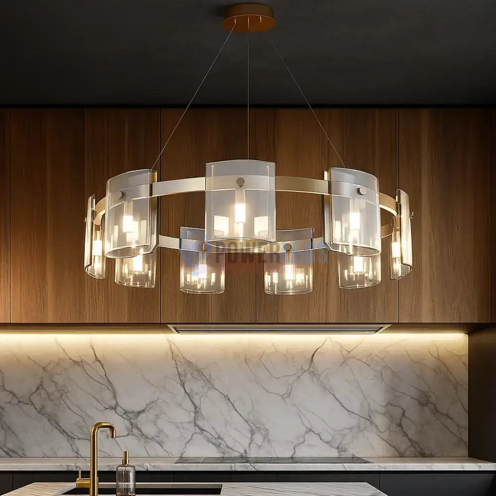 Lustra LED Suspendata Faye G9X9 Modern Gold Glass AURIE / SUSPENDATA Chandeliers Crystal