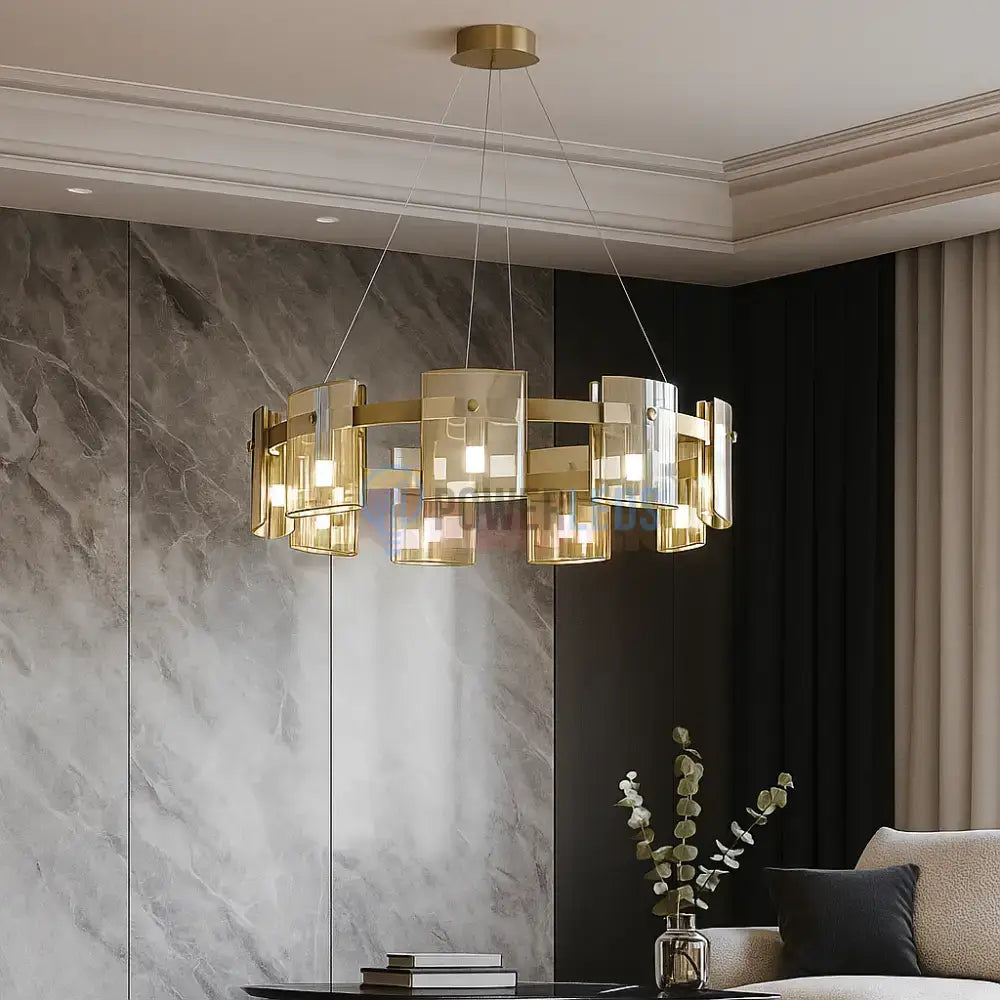 Lustra LED Suspendata Faye G9X9 Modern Gold Glass AURIE / SUSPENDATA Chandeliers Crystal