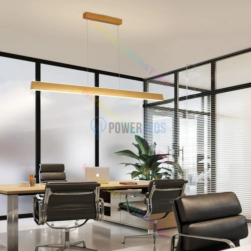 Lustra Led Suspendata Gold 120Cm Liniara Echivalent 400W Telecomanda Lighting Fixtures