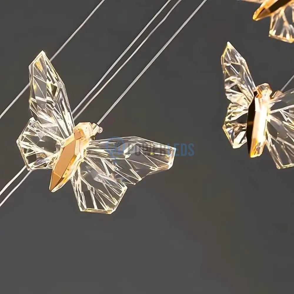 Lustra LED Suspendata Golden Butterfly 12 Elemente Echivalent 220W Telecomanda powerleds.ro