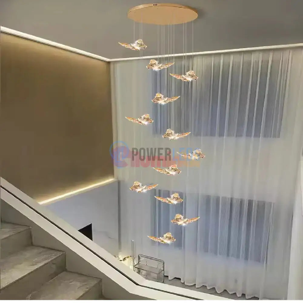 Lustra LED Suspendata Golden Butterfly 12 Elemente Echivalent 220W Telecomanda AURIE / SUSPENDATE Chandeliers