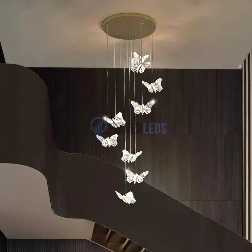 Lustra LED Suspendata Golden Butterfly 8 Elemente Echivalent 150W powerleds.ro
