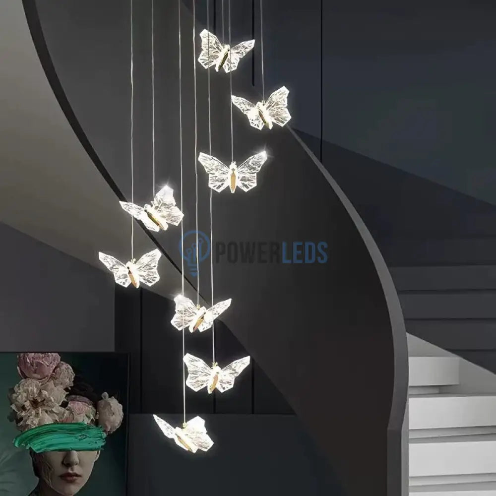 Lustra LED Suspendata Golden Butterfly 8 Elemente Echivalent 150W powerleds.ro