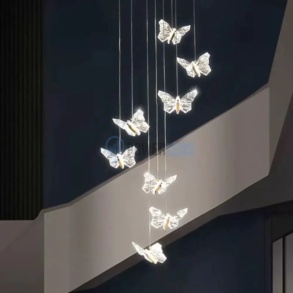 Lustra LED Suspendata Golden Butterfly 8 Elemente Echivalent 150W powerleds.ro