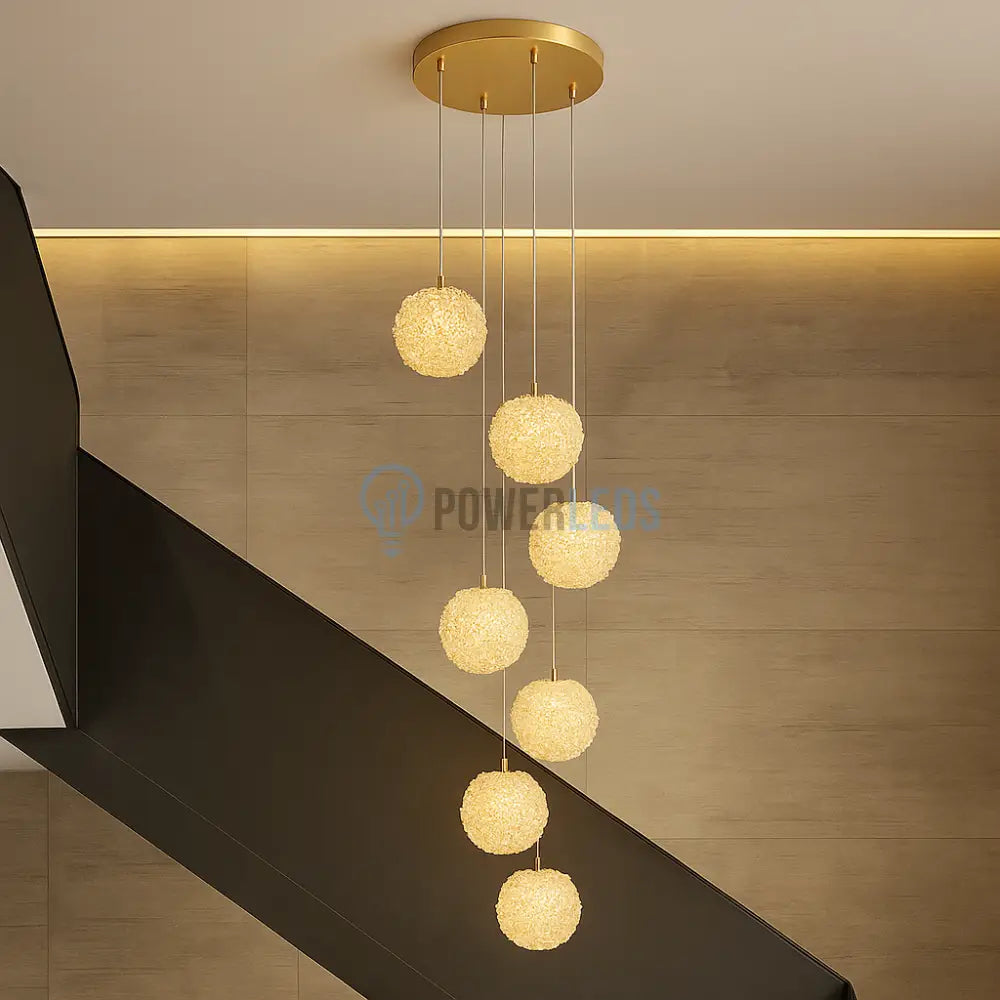 Lustra LED Suspendata Golden Sponge Deluxe 7 Elemente Echivalent 800W powerleds.ro