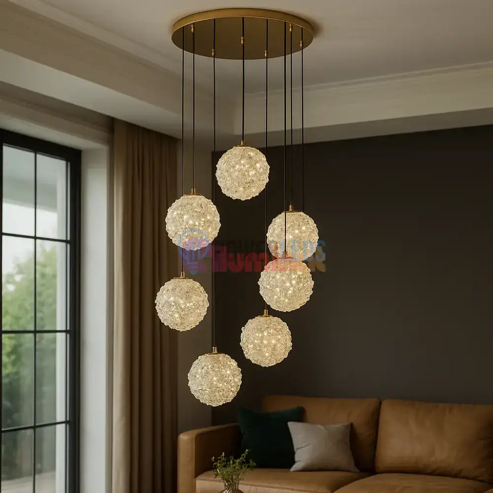 Lustra LED Suspendata Golden Sponge Deluxe 7 Elemente Echivalent 800W powerleds.ro