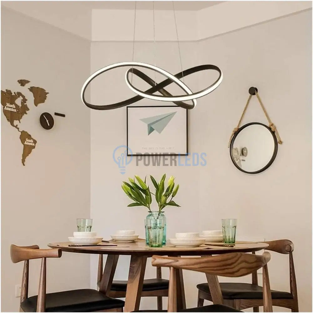 Lustra Led Suspendata Infinity Black Telecomanda Echivalent 500W Lighting Fixtures