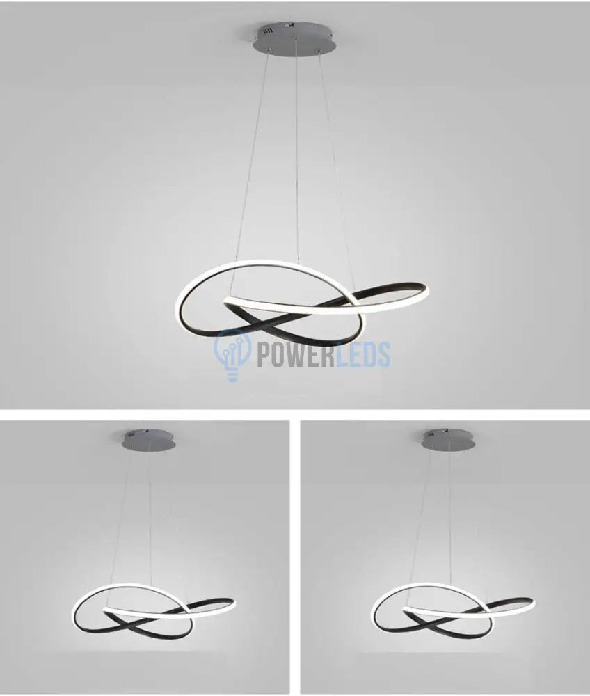 Lustra Led Suspendata Infinity Black Telecomanda Echivalent 500W Lighting Fixtures
