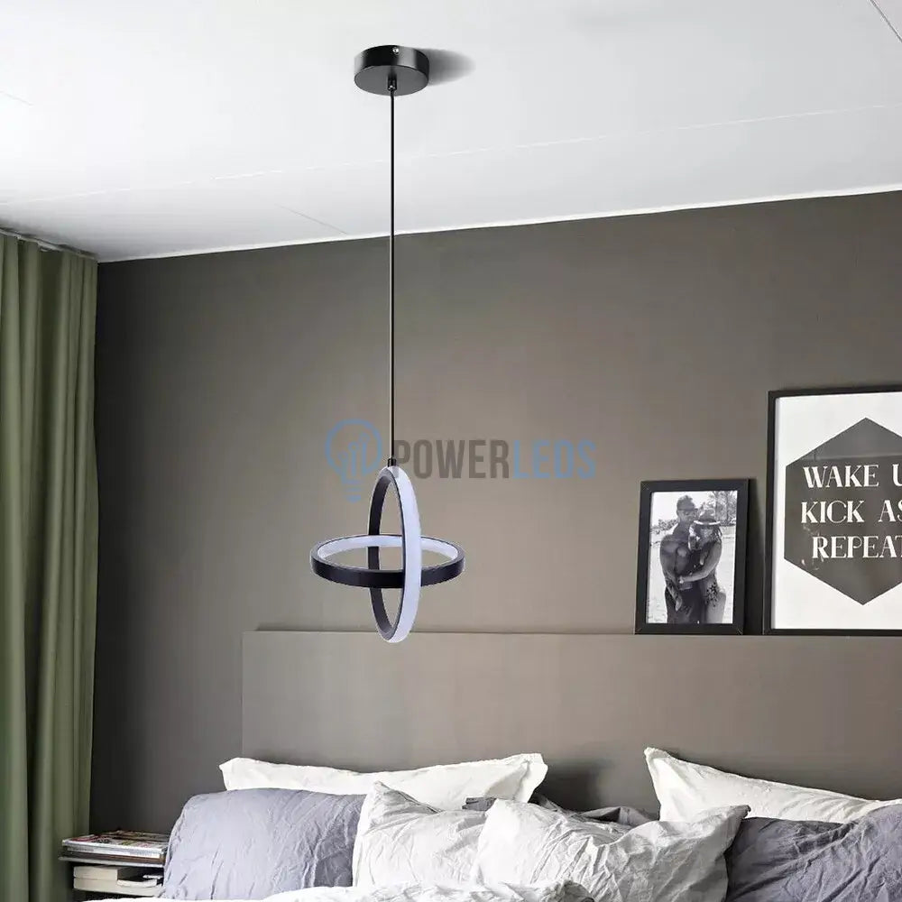 Lustra Led Suspendata Infinity Rings Black Echivalent 200W Led Ceiling Light