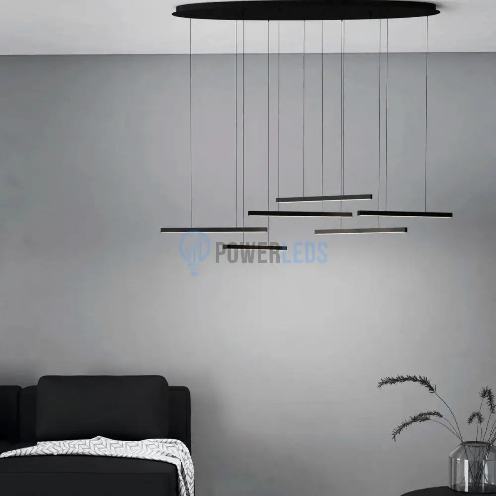 Lustra LED Suspendata Lines Black Echivalent 600W Eglo 39915 powerleds.ro