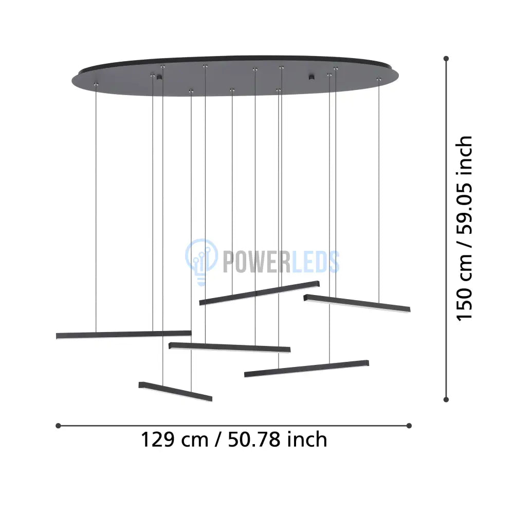 Lustra LED Suspendata Lines Black Echivalent 600W Eglo 39915 powerleds.ro