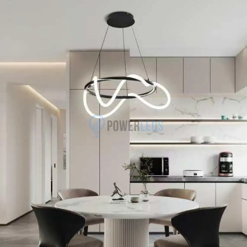 Lustra LED Suspendata MOURA Black 80CM Echivalent 400W Telecomanda NEAGRA / SUSPENDATE Lighting Fixtures