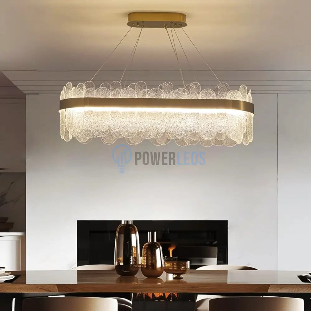 Lustra Led Suspendata Queen Gold Cristal 80X30Cm Ceiling Light Fixtures