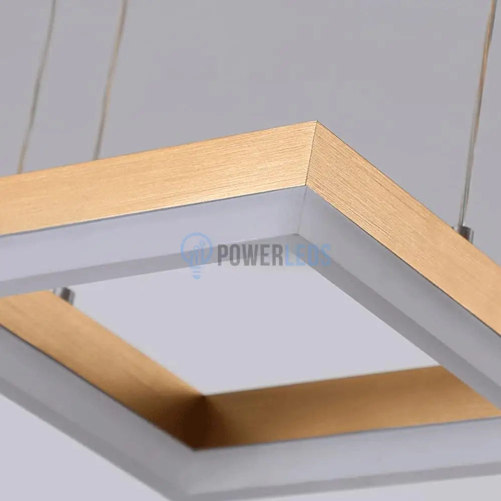 Lustra Led Suspendata Squares Auriu Echivalent 400W Telecomanda Lighting Fixtures