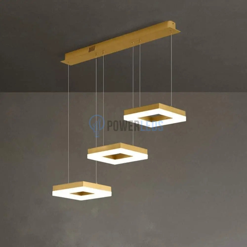 Lustra Led Suspendata Squares Auriu Echivalent 400W Telecomanda Lighting Fixtures