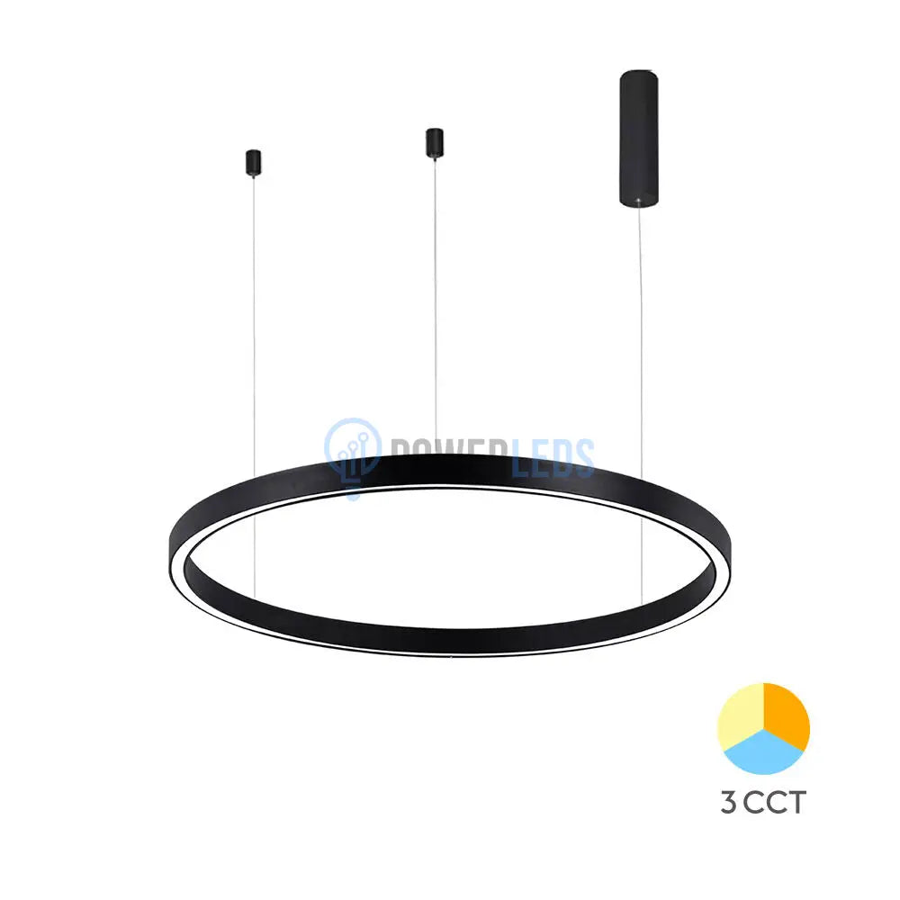 Lustra LED Suspendata TULLIO 60cm Black 1 Segment Echivalent 300W powerleds.ro